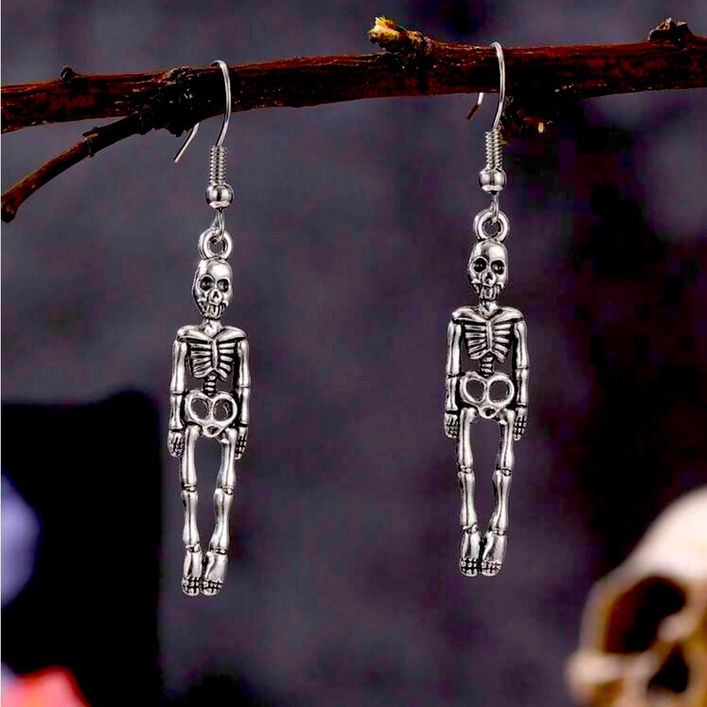 Silver Skeleton Drop Earrings NEW 🏷️
